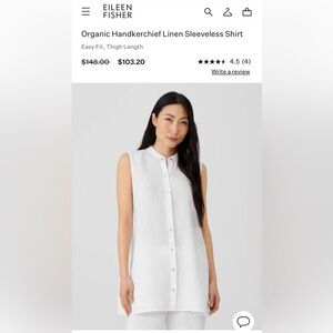 Eileen fisher organic handkerchief linen sleeveless shirt